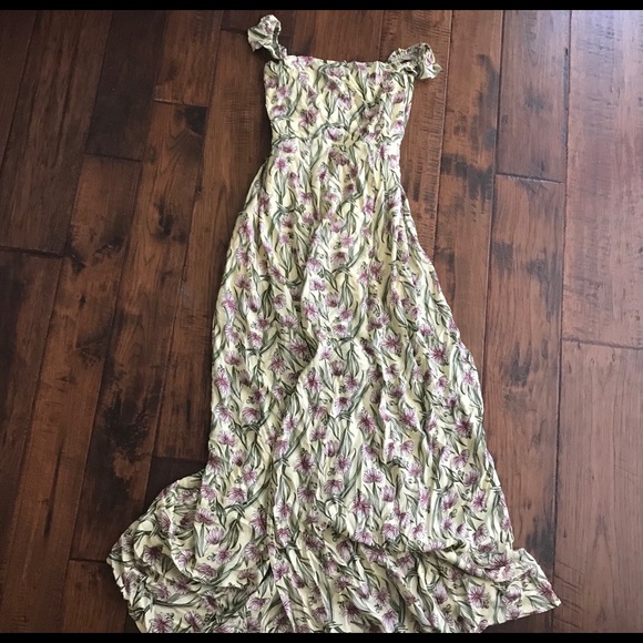 Dresses & Skirts - Butter Yellow and Pink Flowy Maxi Size S